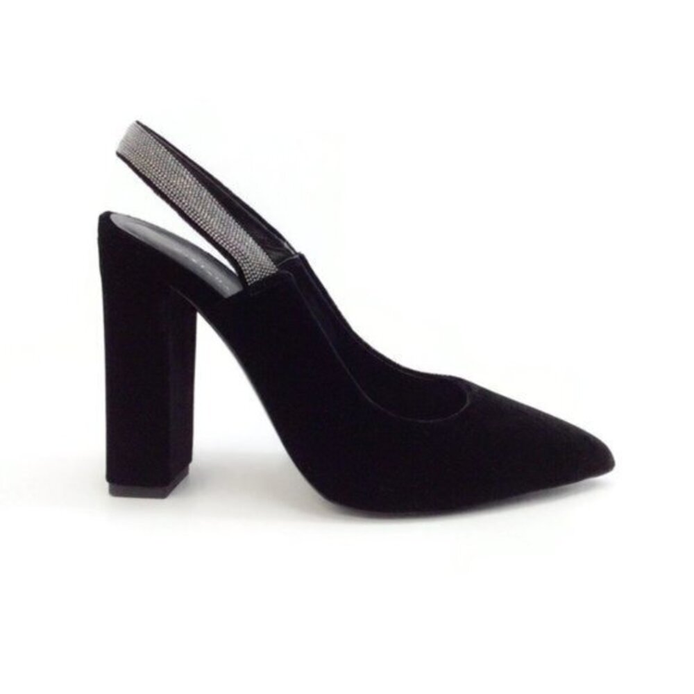 Fabiana Filippi Black Velvet Fiona Slingback Pumps